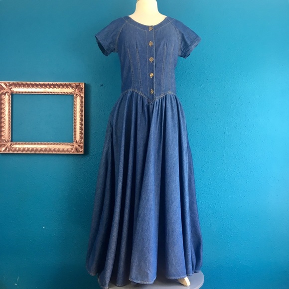 lightweight denim maxi dress